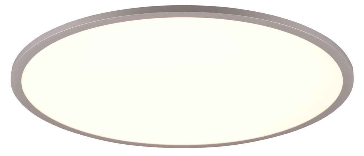 Runde Deckenleuchte YUMA in seitlicher Perspektive mit schlichtem Design und hellem Licht.