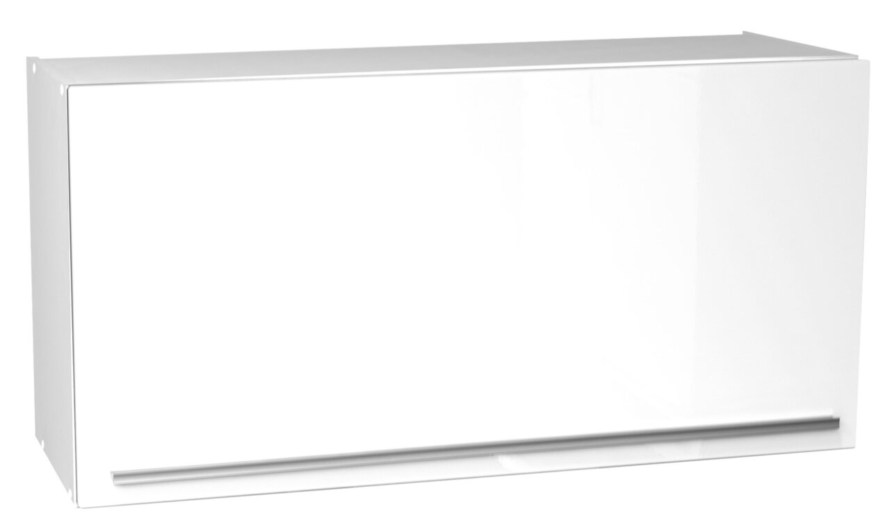 Yourkitchen Hängeschrank JAZZ Weißer Hängeschrank mit glatter Front und silbernem Griff, seitliche Perspektive