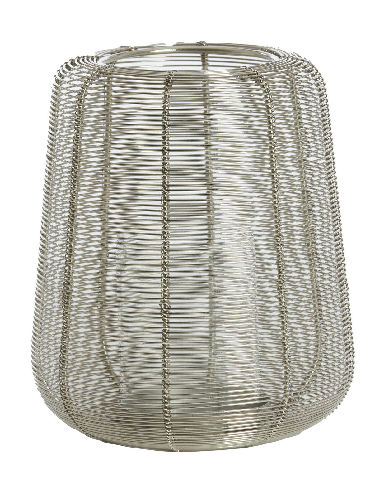 Light&Living Windlicht ADETA Windlicht aus silbernem Drahtgeflecht, seitliche Perspektive