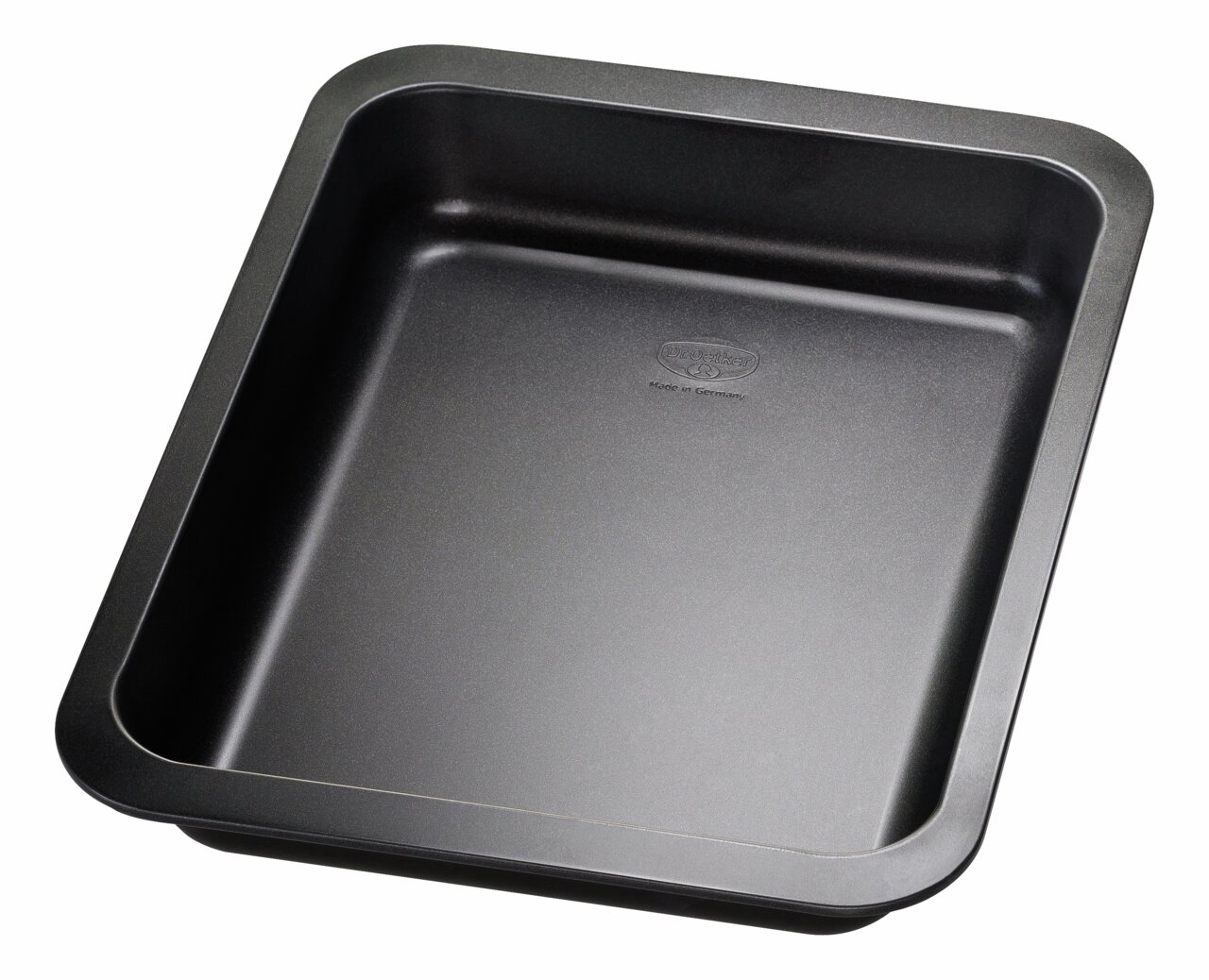 Dr. Oetker Auflaufform TRADITION Schwarze Auflaufform 32x24cm aus Metall, schräg von oben fotografiert