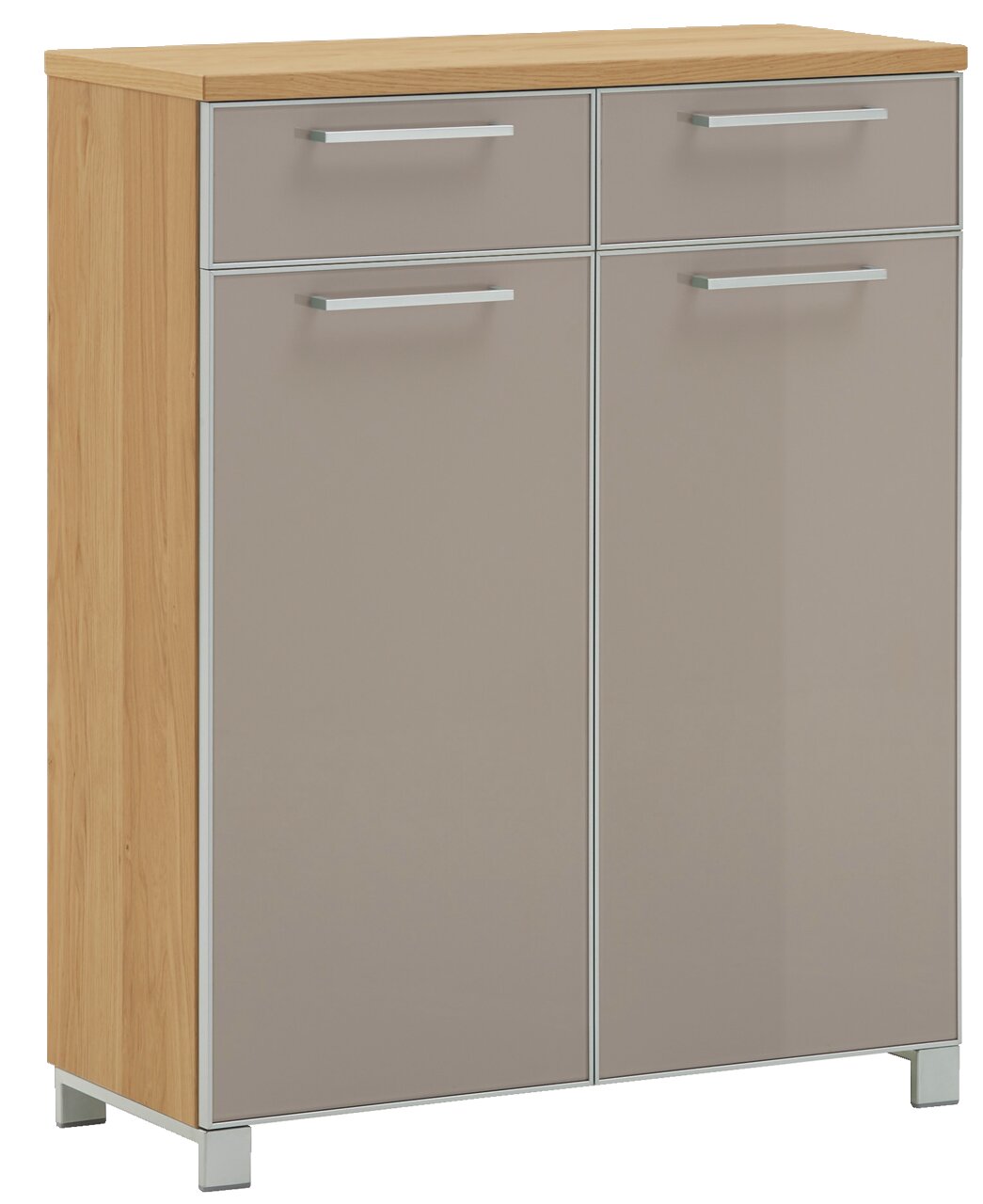 VOSS Schuhschrank SANTINA Moderner Schuhschrank aus Holz mit zwei Schubladen und zwei Türen, Frontansicht