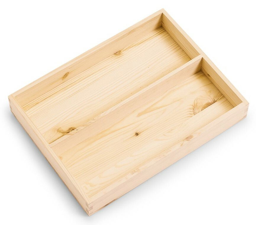 Holz-Allzweckkiste mit Deckel, zweigeteilt, aus der Vogelperspektive