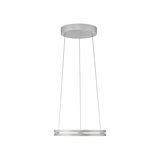 Moderne Pendelleuchte PURE E-Loop in silberner Farbe, von unten betrachtet, mit kreisförmigem Design und schlanken Kabeln.