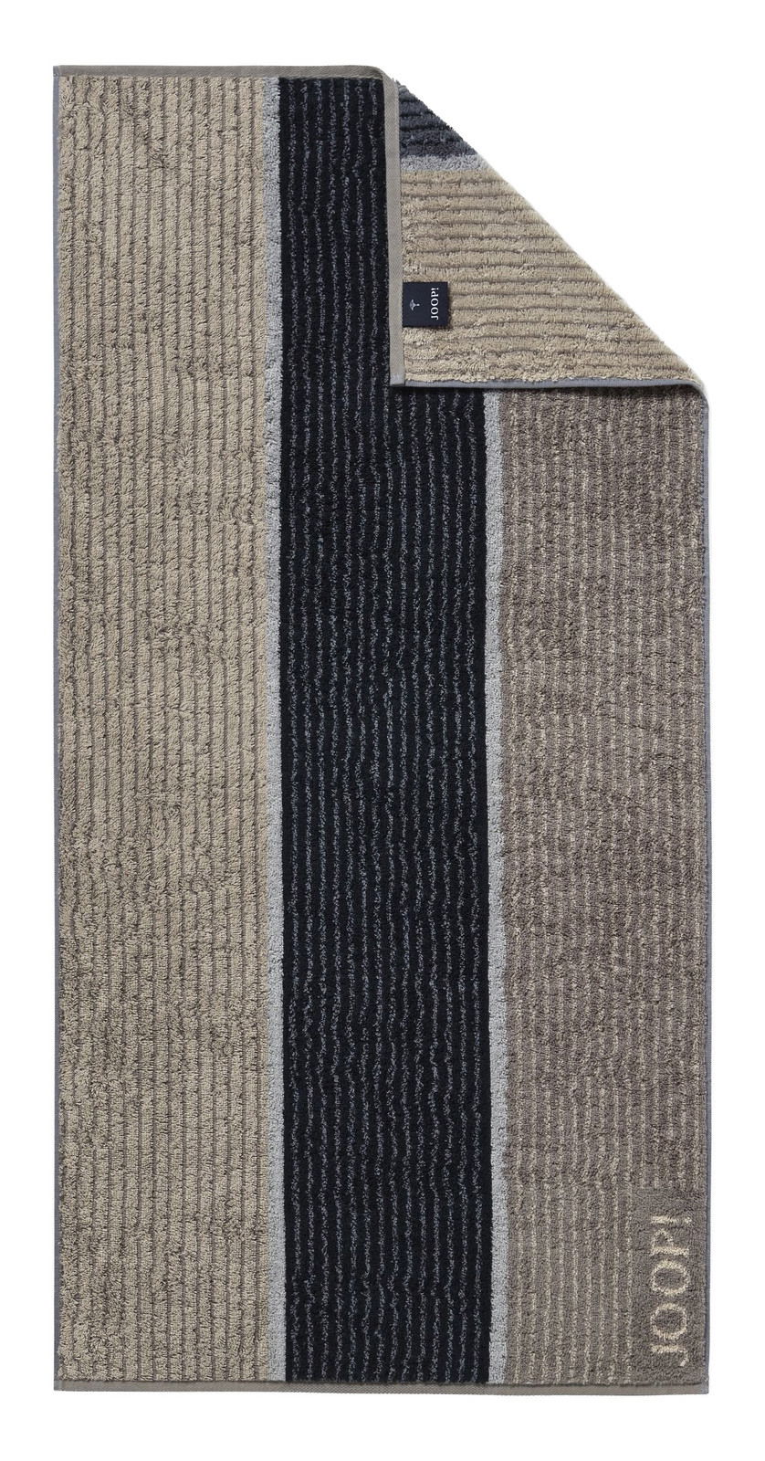 JOOP! Handtuch SIGNATURE JOOP! Handtuch SIGNATURE in Draufsicht mit gestreiftem Design in Beige und Schwarz.