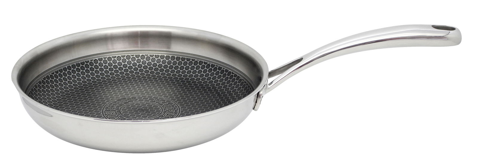 Elo Bratpfanne RELIEF EVOLUTION Bratpfanne aus Edelstahl mit Wabenmuster, seitliche Perspektive