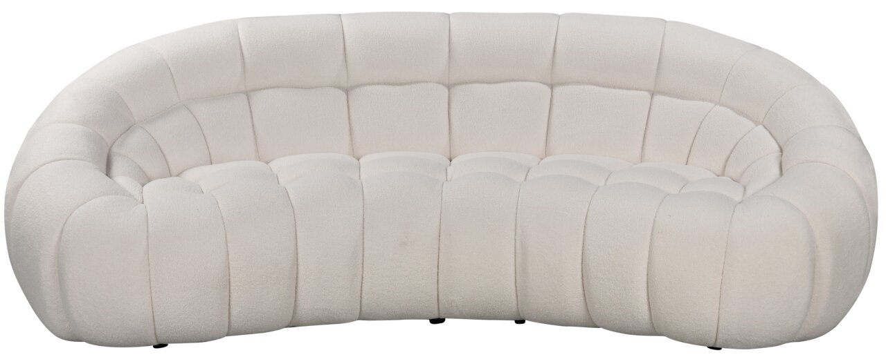 Weißes, modernes 3-Sitzer-Sofa mit abgerundeten Formen, Vorderansicht