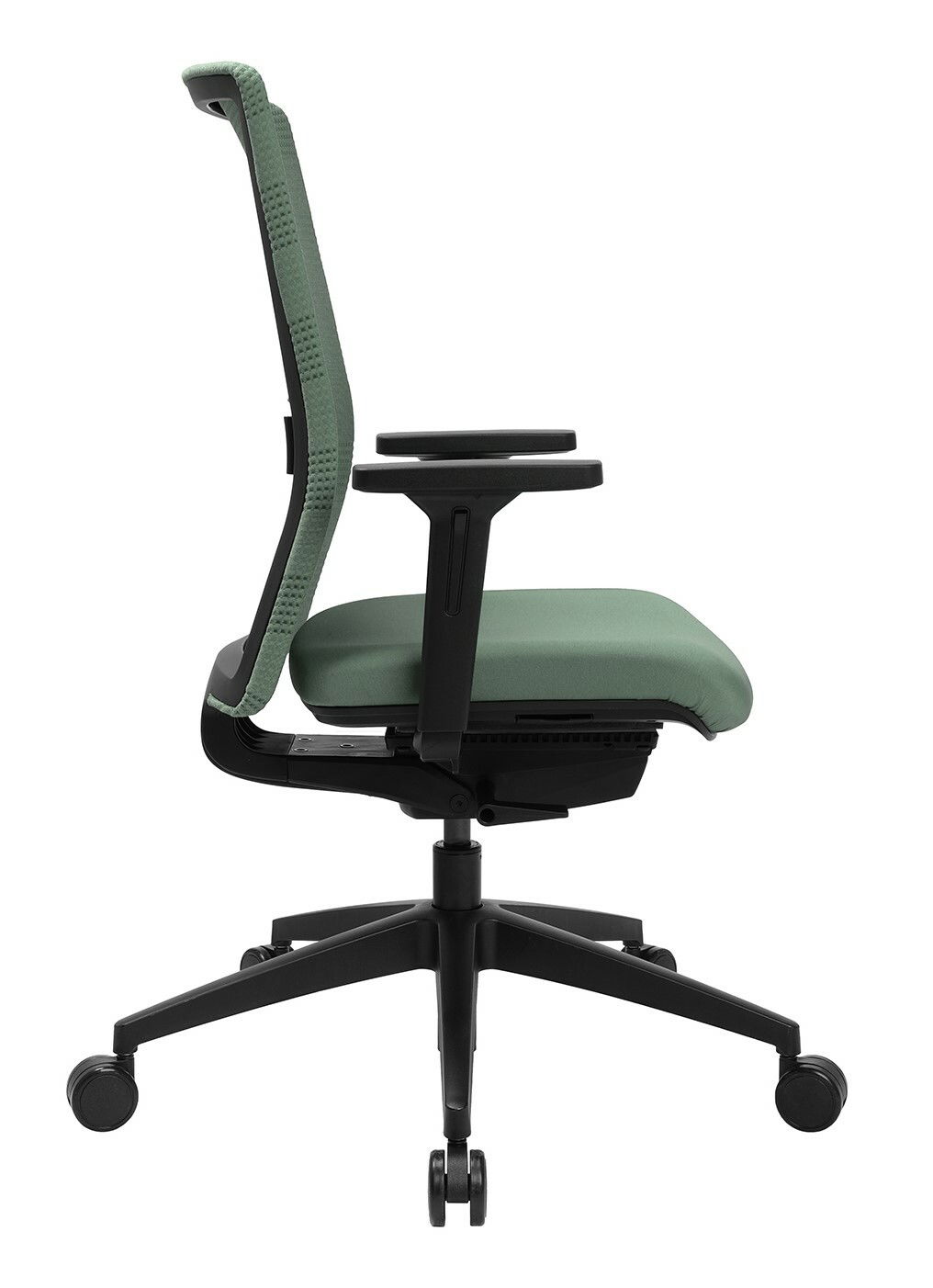 Moderner Bürostuhl in Grün, Seitenansicht