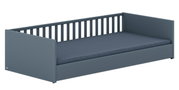 Graues Bodenbett mit Gitterrückwand, seitlicher Blick
