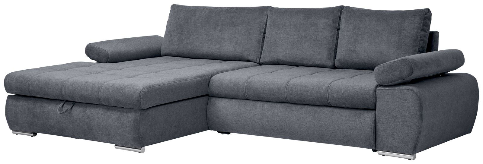 Graues Ecksofa mit Ottomane links, Vorderansicht