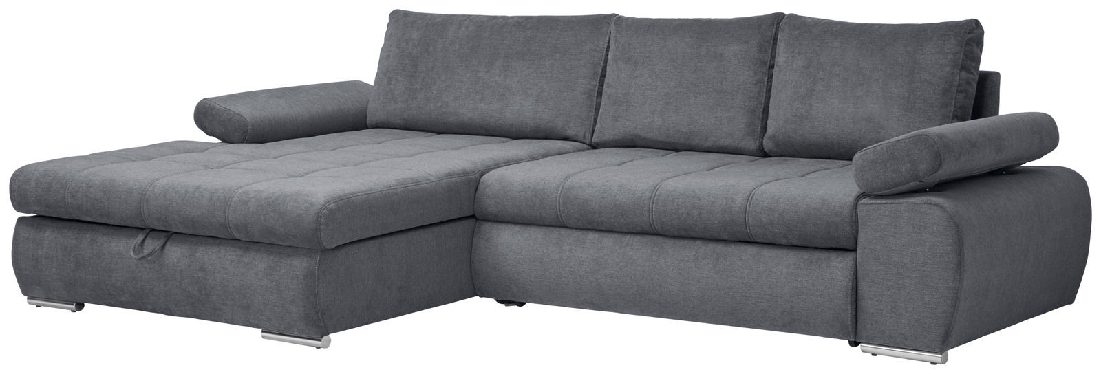 Graues Ecksofa mit Ottomane links, Vorderansicht