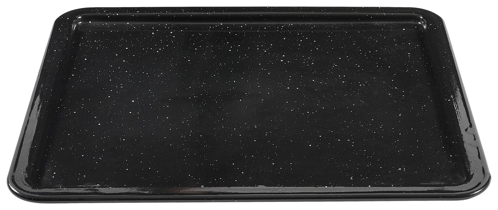 Schwarzes Backblech mit Sprenkeln, Ansicht von oben
