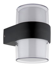 Moderne LED-buitenwandlamp in cilindrische vorm, zijaanzicht