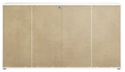 Rückansicht eines XL-Sideboards mit weißem Rahmen und naturbelassener Rückwand.