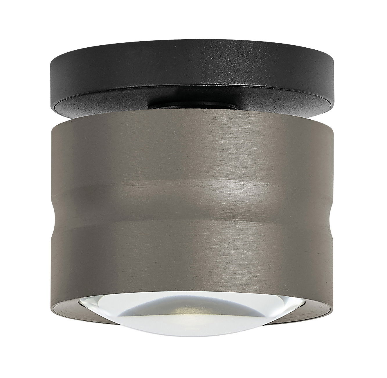 Moderne LED-Deckenleuchte in zylindrischer Form, seitliche Perspektive