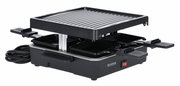 Raclette-Grill mit vier Pfännchen, seitliche Perspektive