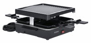 Raclette-Grill mit vier Pfännchen, seitliche Perspektive