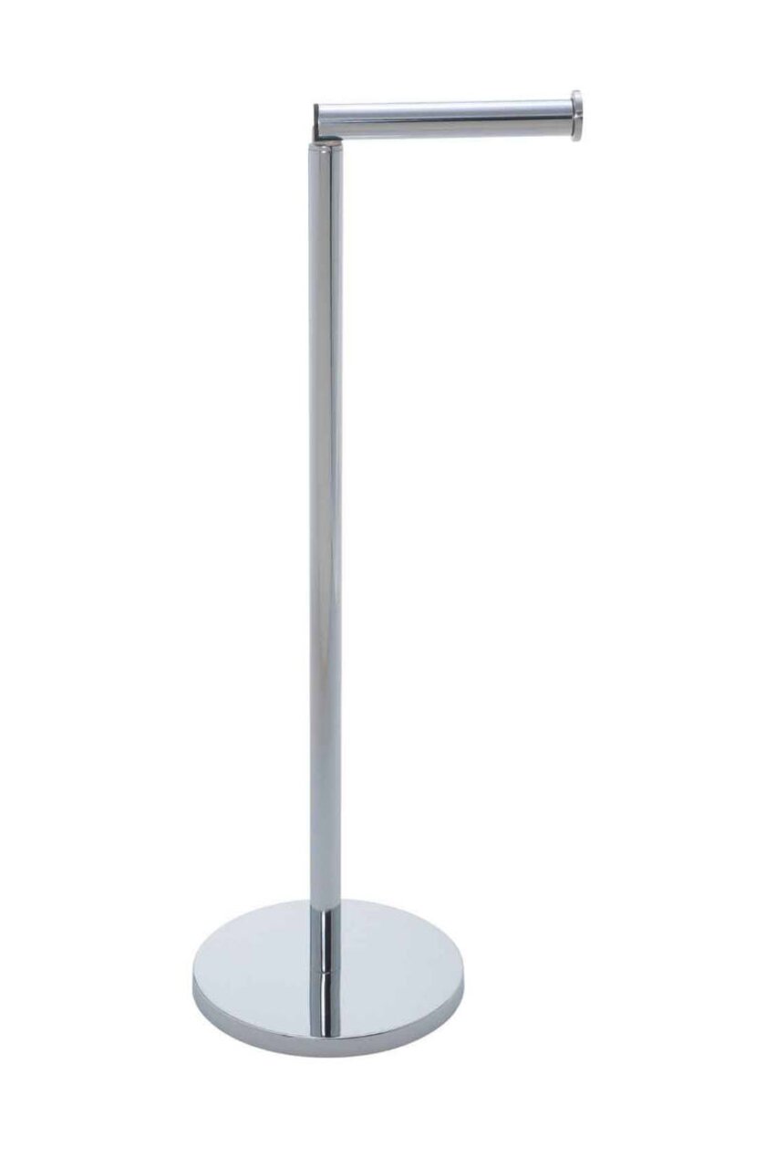 Roestvrijstalen staande toiletrolhouder, zijaanzicht, modern ontwerp
