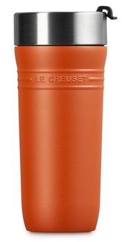 Rode thermosbeker van Le Creuset met roestvrijstalen deksel, vooraanzicht