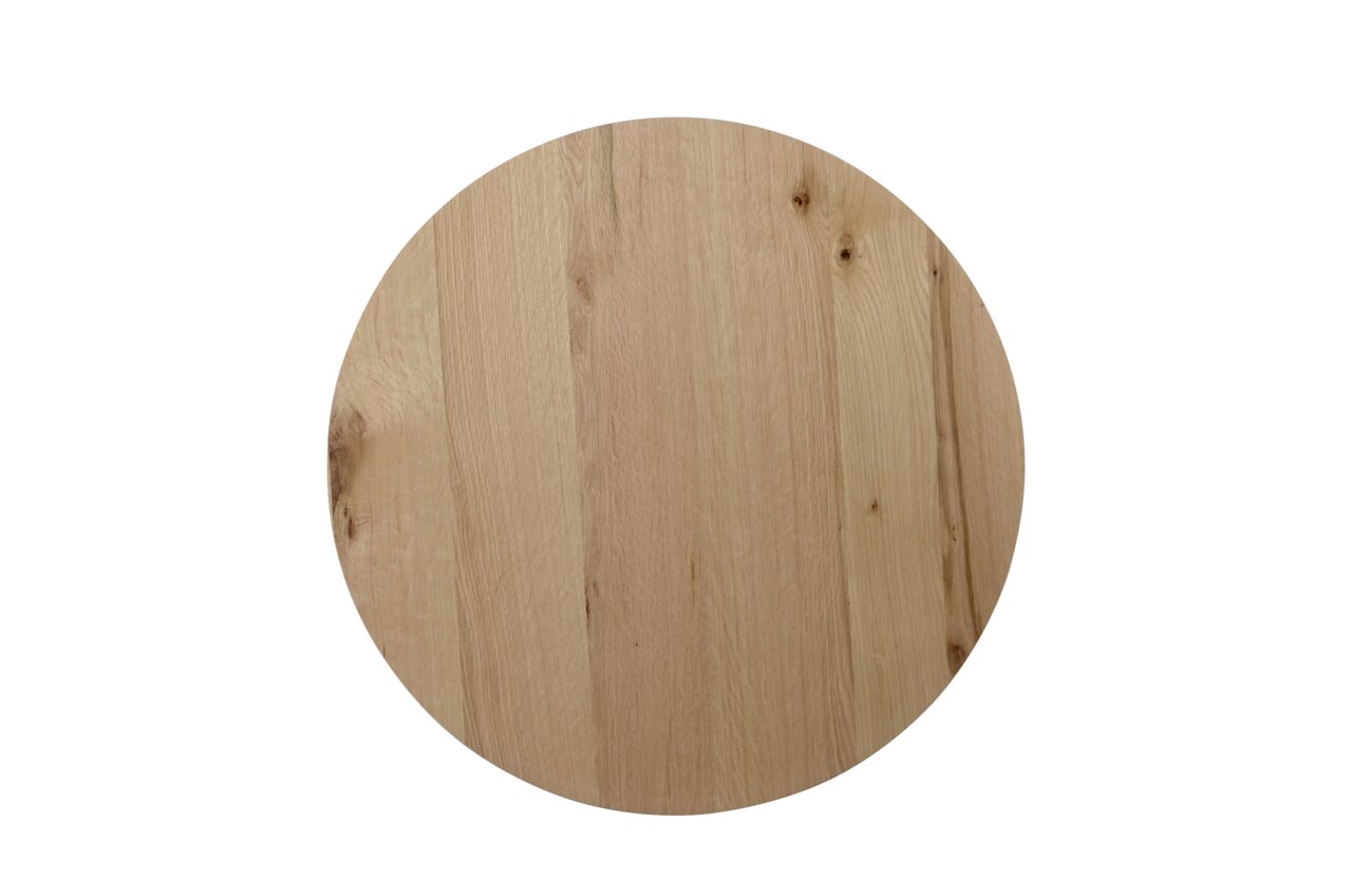 Runde Tischplatte aus Holz in Draufsicht
