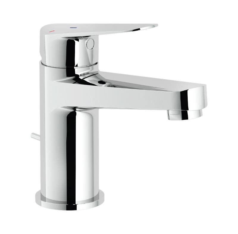 Einhand-Waschtischmischer in Chromoptik, seitliche Perspektive