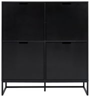 Schwarzes Highboard mit vier Türen, frontale Ansicht