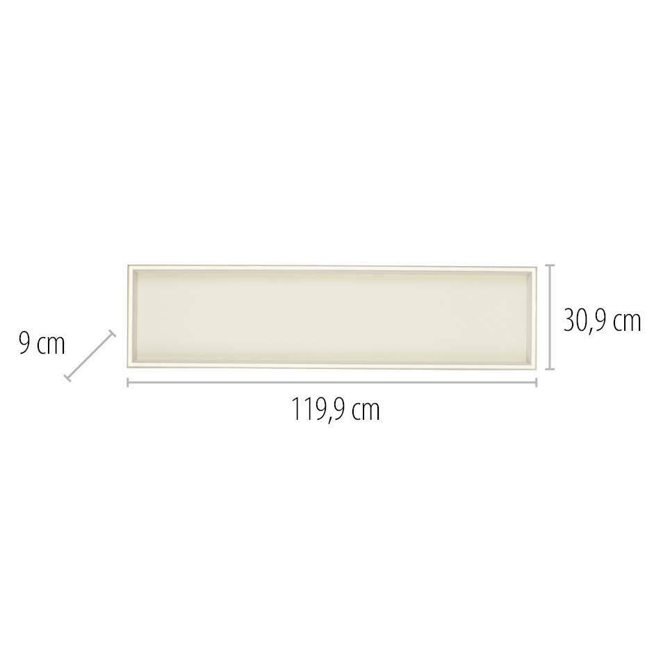 Rechteckige Deckenleuchte Q-MAGONG von Paul Neuhaus, Abmessungen 119,9 cm x 30,9 cm x 9 cm, Ansicht von vorne.