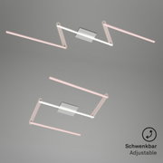 Moderne LED Deckenleuchte in Aluminium und Chrom, schwenkbar, Ansicht von unten.