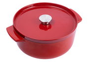 Roter runder Gusseisen-Bräter von KitchenAid, Draufsicht