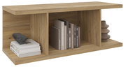 Holz-Aufsatzregal mit Büchern, Vase und Dekoration, seitliche Perspektive
