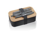 Lunchbox ENVIRO mit Bambusdeckel und integriertem Besteck, seitliche Perspektive