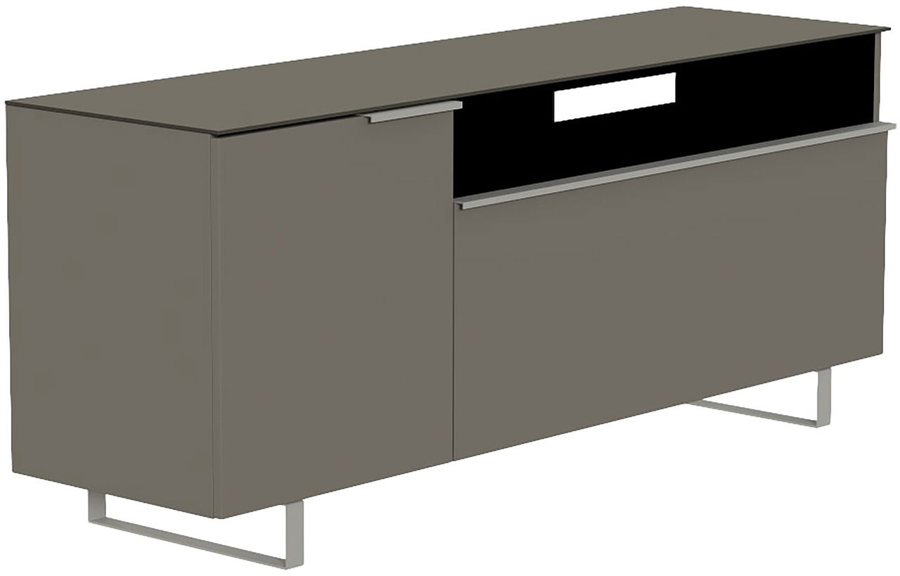 Moderano TV-Lowboard BORMIO Modernes TV-Lowboard in grauer Farbe mit Metallfüßen, seitliche Perspektive