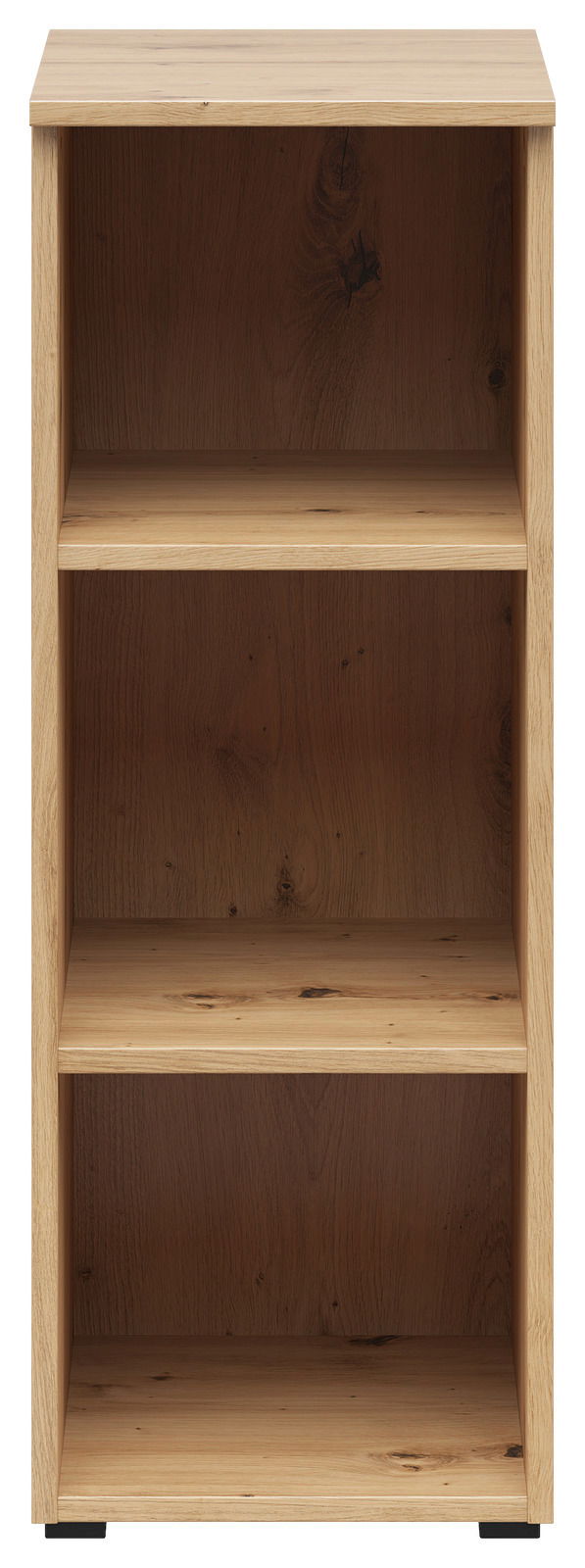 Holzregal mit drei offenen Fächern, frontale Ansicht