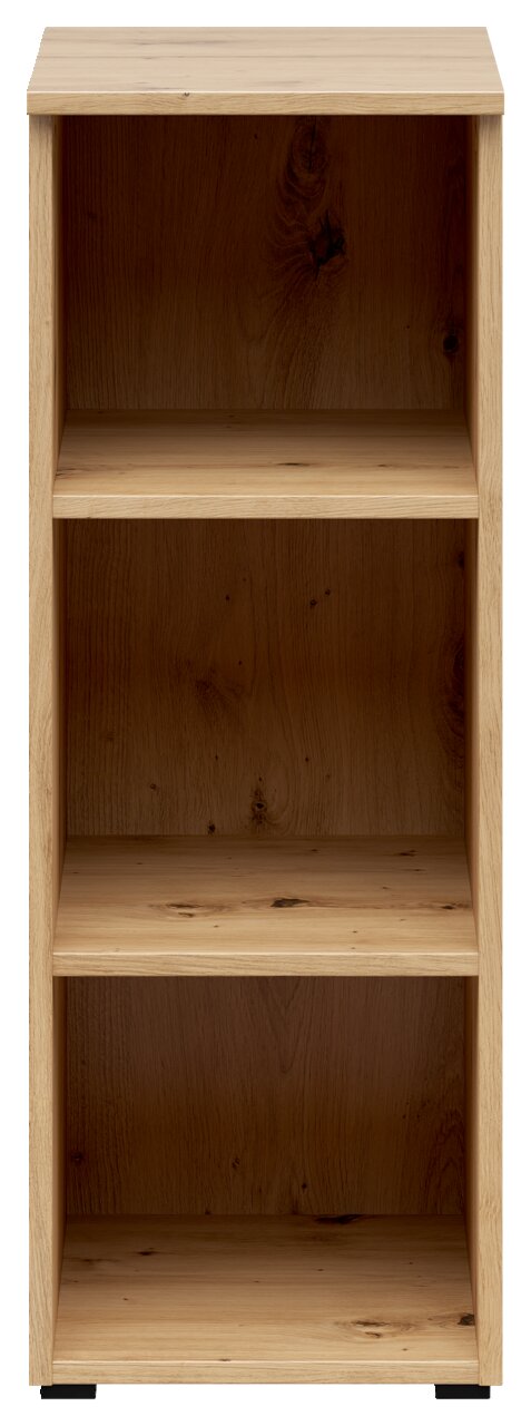 Holzregal mit drei offenen Fächern, frontale Ansicht