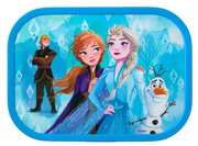 Brotbox mit Frozen 2 Motiv, zeigt Charaktere Elsa, Anna, Kristoff und Olaf, Vorderansicht