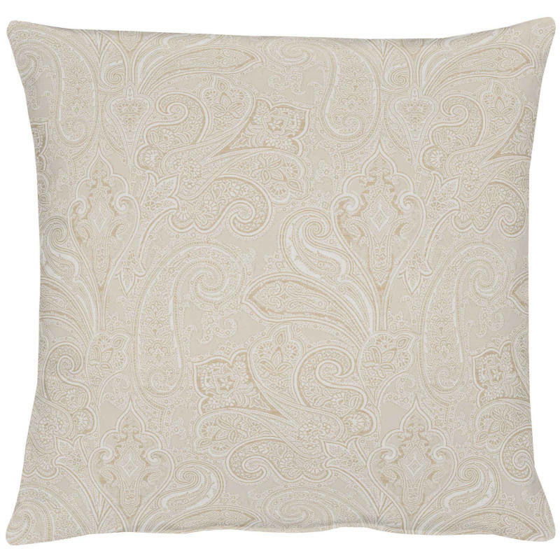 Kissenhülle mit elegantem Paisley-Muster in Beige, Vorderansicht
