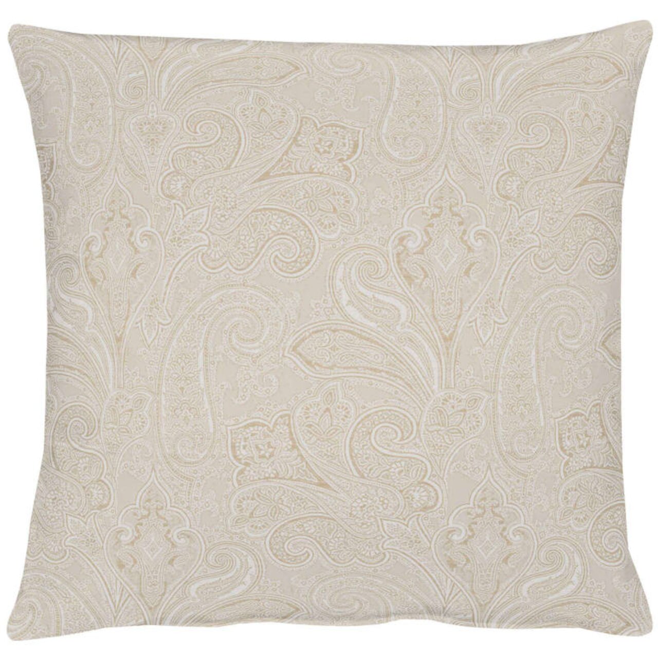 Kissenhülle mit elegantem Paisley-Muster in Beige, Vorderansicht