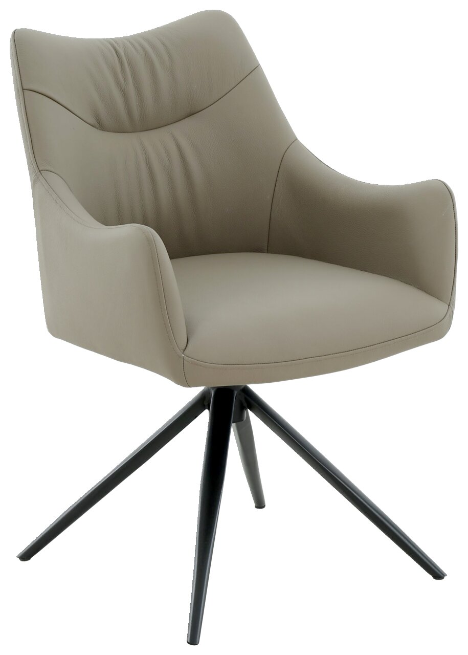 Novel Fauteuil BELFORT Moderne fauteuil in beige met een zwart metalen frame, zijaanzicht