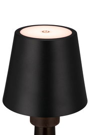 Schwarze Akku-Tischleuchte mit modernem Design, Ansicht von oben