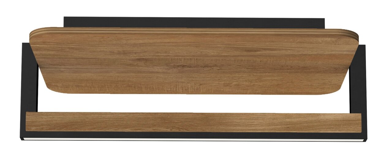Moderne LED-Deckenleuchte mit Holzoptik, Ansicht von unten