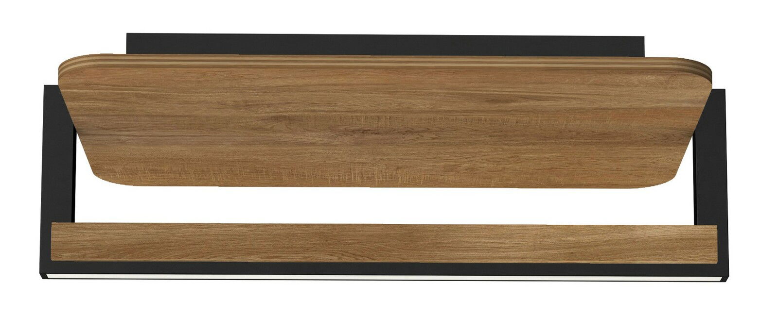 Moderne LED-Deckenleuchte mit Holzoptik, Ansicht von unten