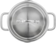Topf aus Edelstahl mit Deckel, Ansicht von oben