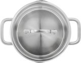Topf aus Edelstahl mit Deckel, Ansicht von oben
