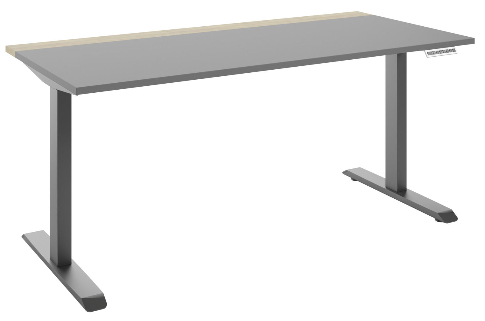 Novel E-Schreibtisch COLORADO Moderner E-Schreibtisch COLORADO in Grau mit Holzakzent, seitliche Perspektive