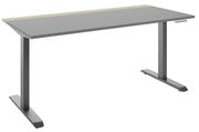 Moderner E-Schreibtisch COLORADO in Grau mit Holzakzent, seitliche Perspektive
