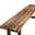 Gartenbank aus Holz mit Metallbeinen, seitliche Perspektive