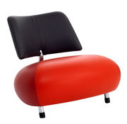 Moderner Leolux Sessel PALLONE in Rot und Schwarz, seitliche Perspektive
