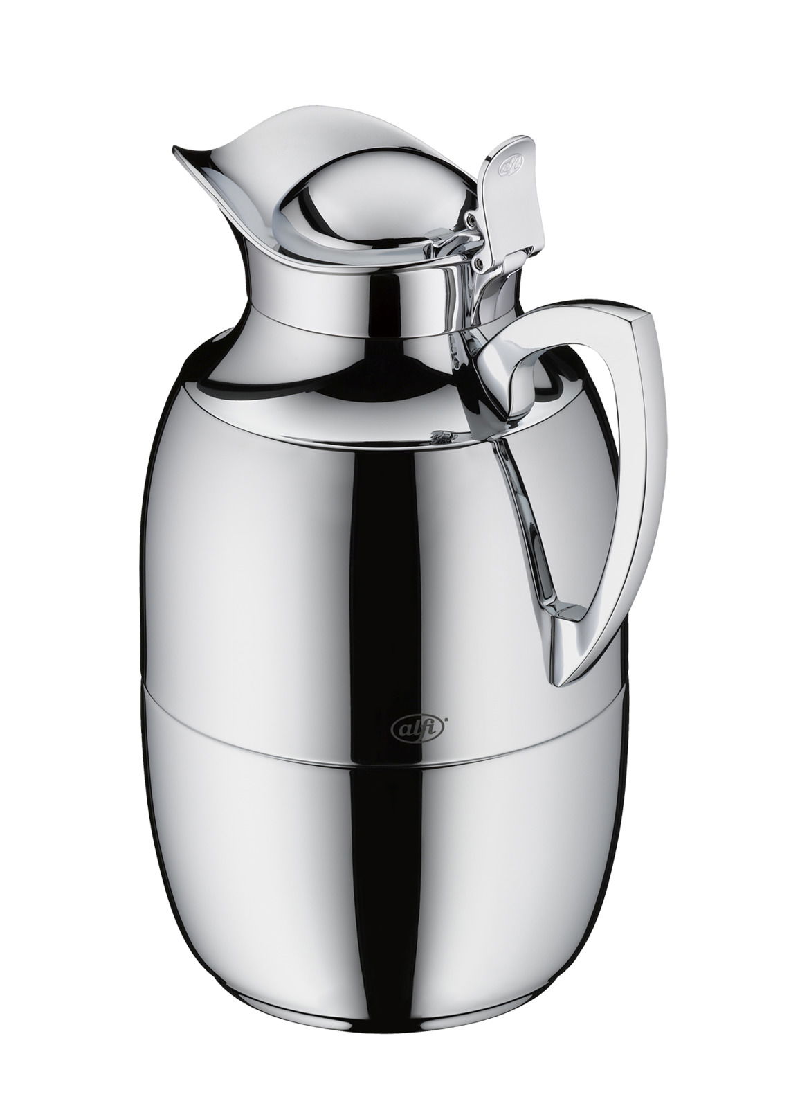 Silberne Isolierkanne Juwel mit glänzender Oberfläche, seitliche Perspektive