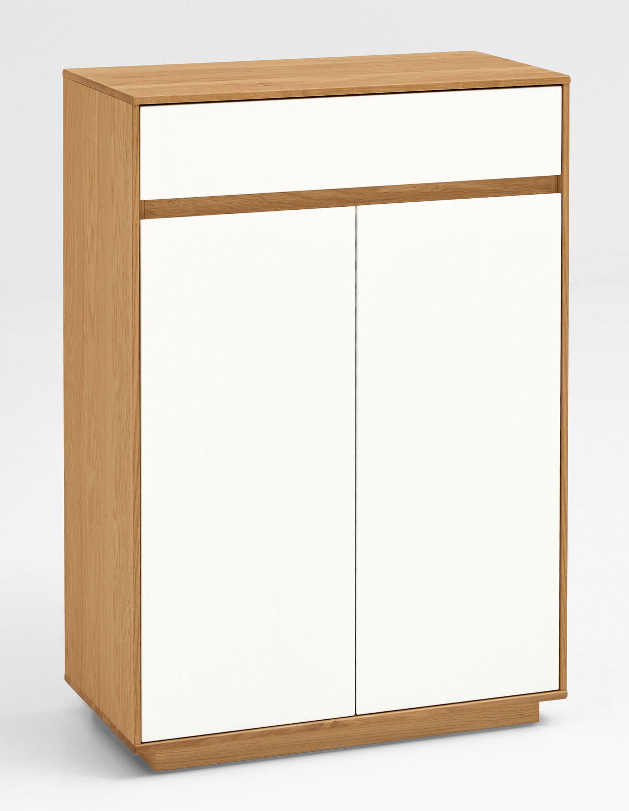 VOSS Kommode V100 Kommode aus Holz mit weißer Front, seitliche Perspektive