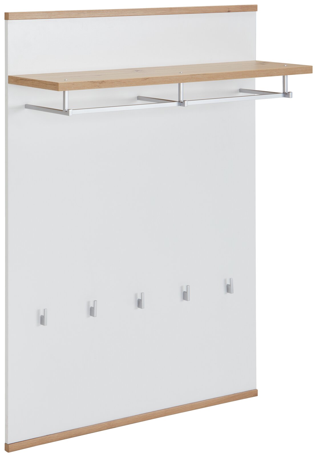 XORA Garderobenpaneel YAMAEL Garderobenpaneel mit Holzablage und fünf Haken, seitliche Perspektive