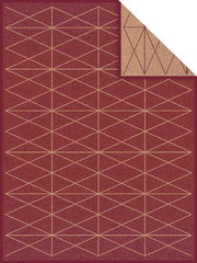Rote Jacquard-Decke mit geometrischem Muster, Vorder- und Rückseite sichtbar